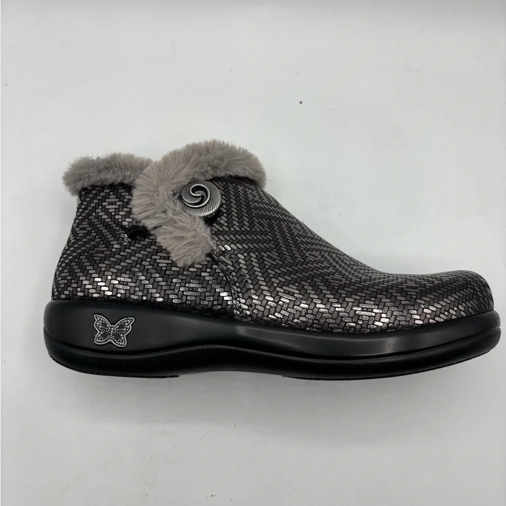 Alegria  by PG Lite Meri Pewter Faux Fur‎ Lining Boots Slip Resistant Size 38